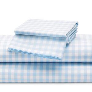 EUC Petite Plume Gingham Queen Sheet Set